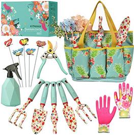 Set di Attrezzi da Giardinaggio, 10 Pezzi kit Giardinaggio in Alluminio Set  di Attrezzi da Giardino Floreale con Borsa in Tessuto Resistente e Guanti  da Giardino, Regali da Giardinaggio per Donna Uomo 