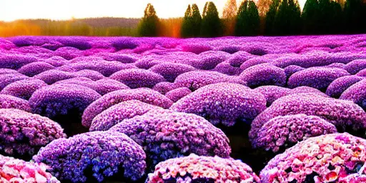 Campo de hortensias, creado por IA