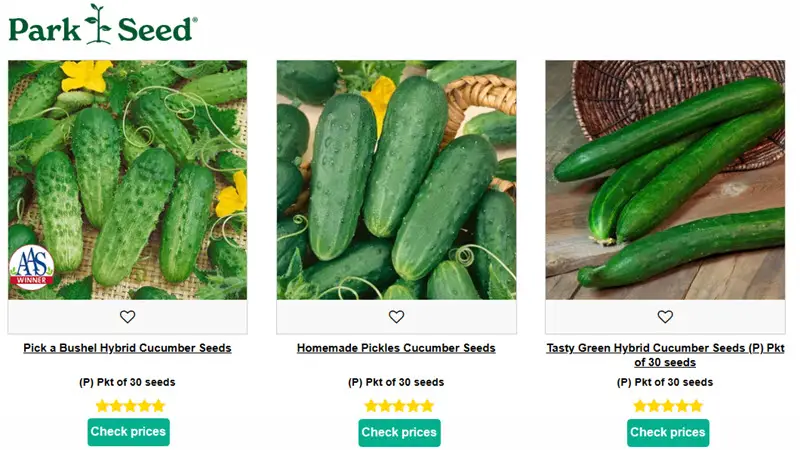 Park Seed banner for cucumbers