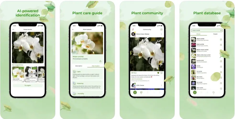 Captura de pantalla de PlantSnap, una de las muchas aplicaciones de iPhone para jardinería